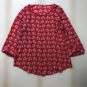 41 Hawthorn Blouse Elephant Pattern S Pink & White
